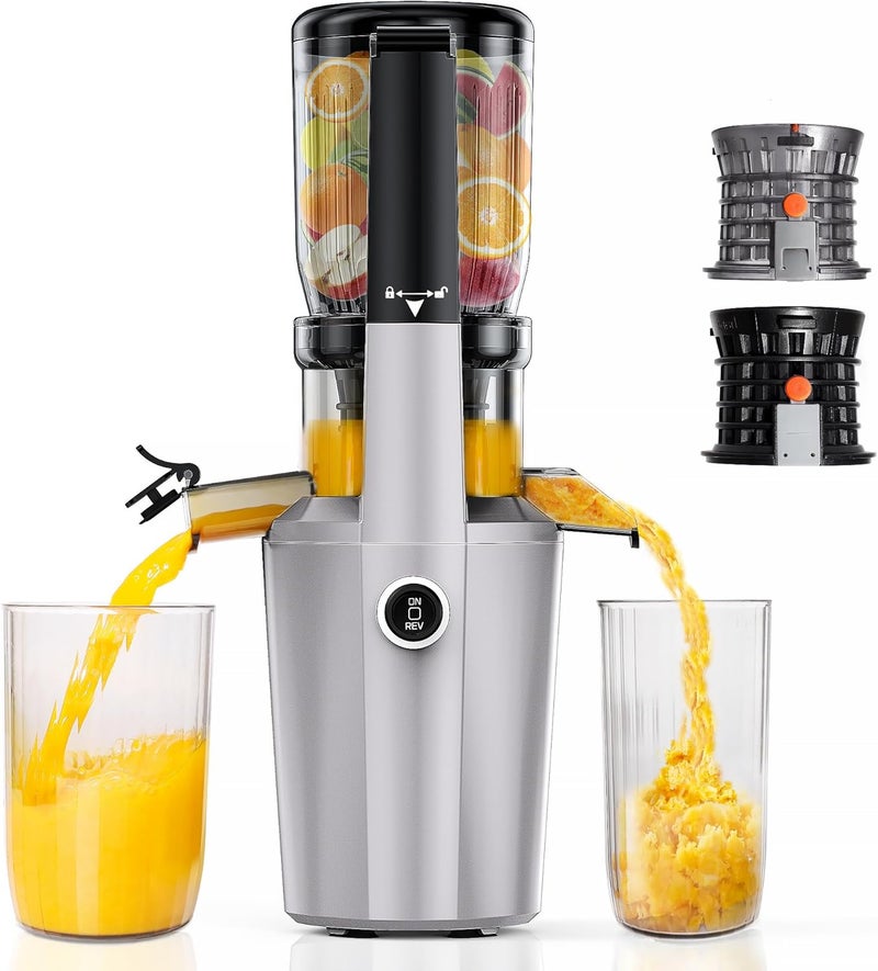 shengkefty Cold Press Juicer Machine, Slow Masticating Juicer with 96% Yield, Wide Chute for Whole Fruits, Ultra Quiet (<60dB) for Leafy Greens & Celery (Silvery) - Image 1